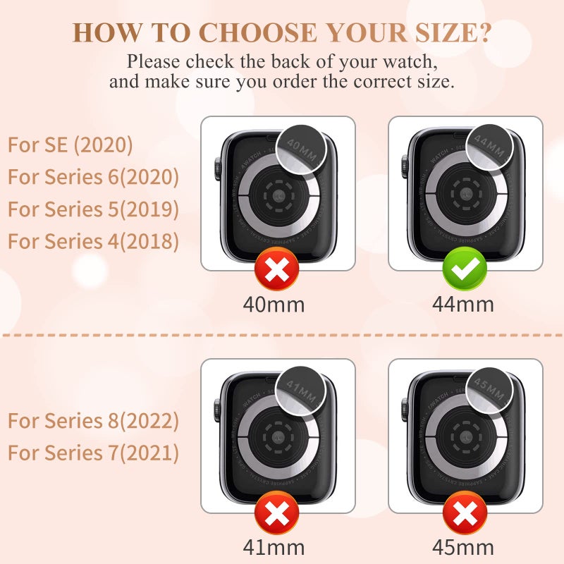 RICHONE 5Pack Protector Case Compatible with Apple Watch SE Series 6 5 4 44mm Cover, Double Row Bling Crystal Diamonds Protective Cover PC Plated Bumper Frame Accessories (5 Colors, 44mm) - Image 2